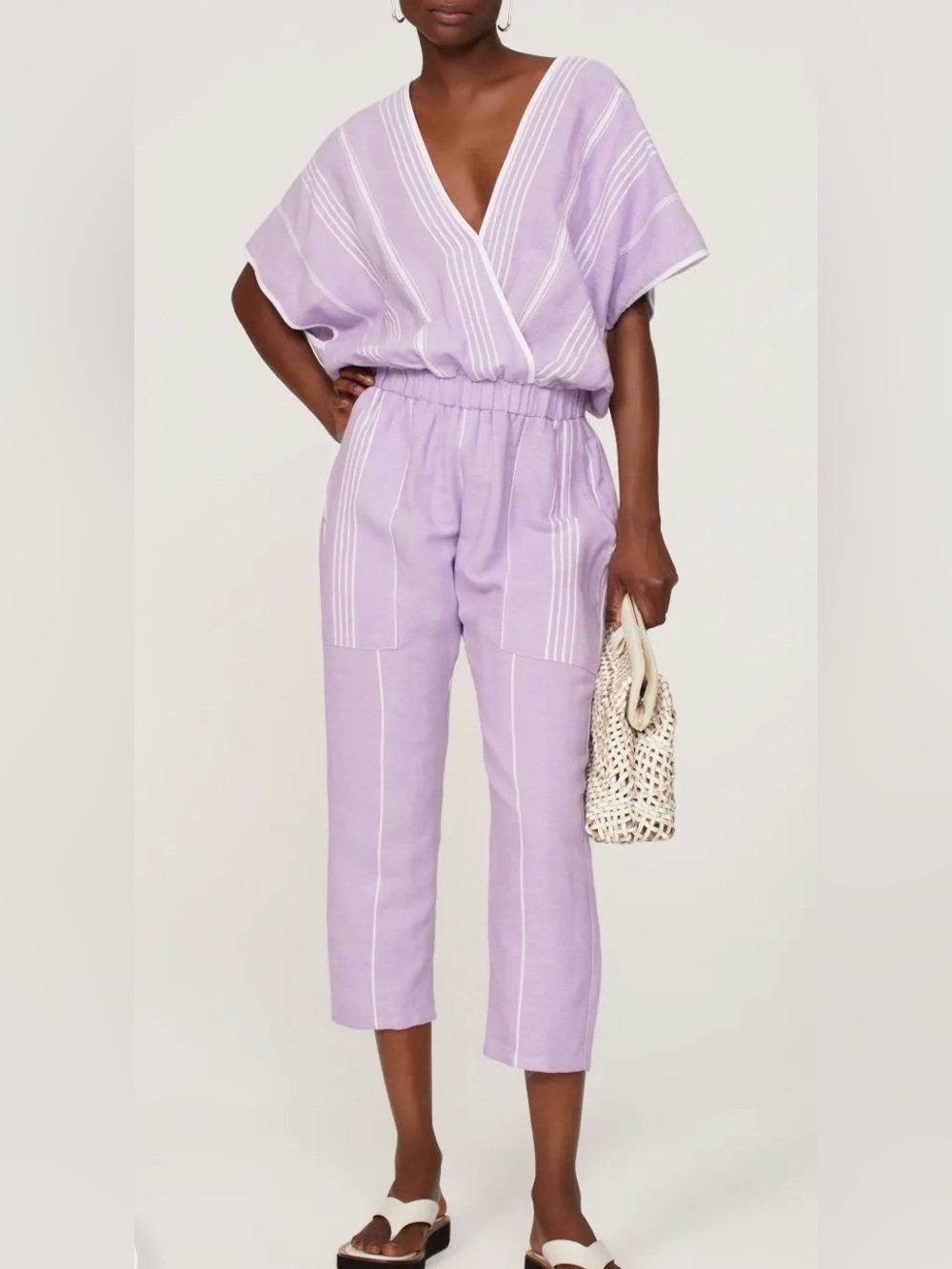 Paradised - Merri Jumpsuit, Striped V-Neck - Picture 2 of 9
